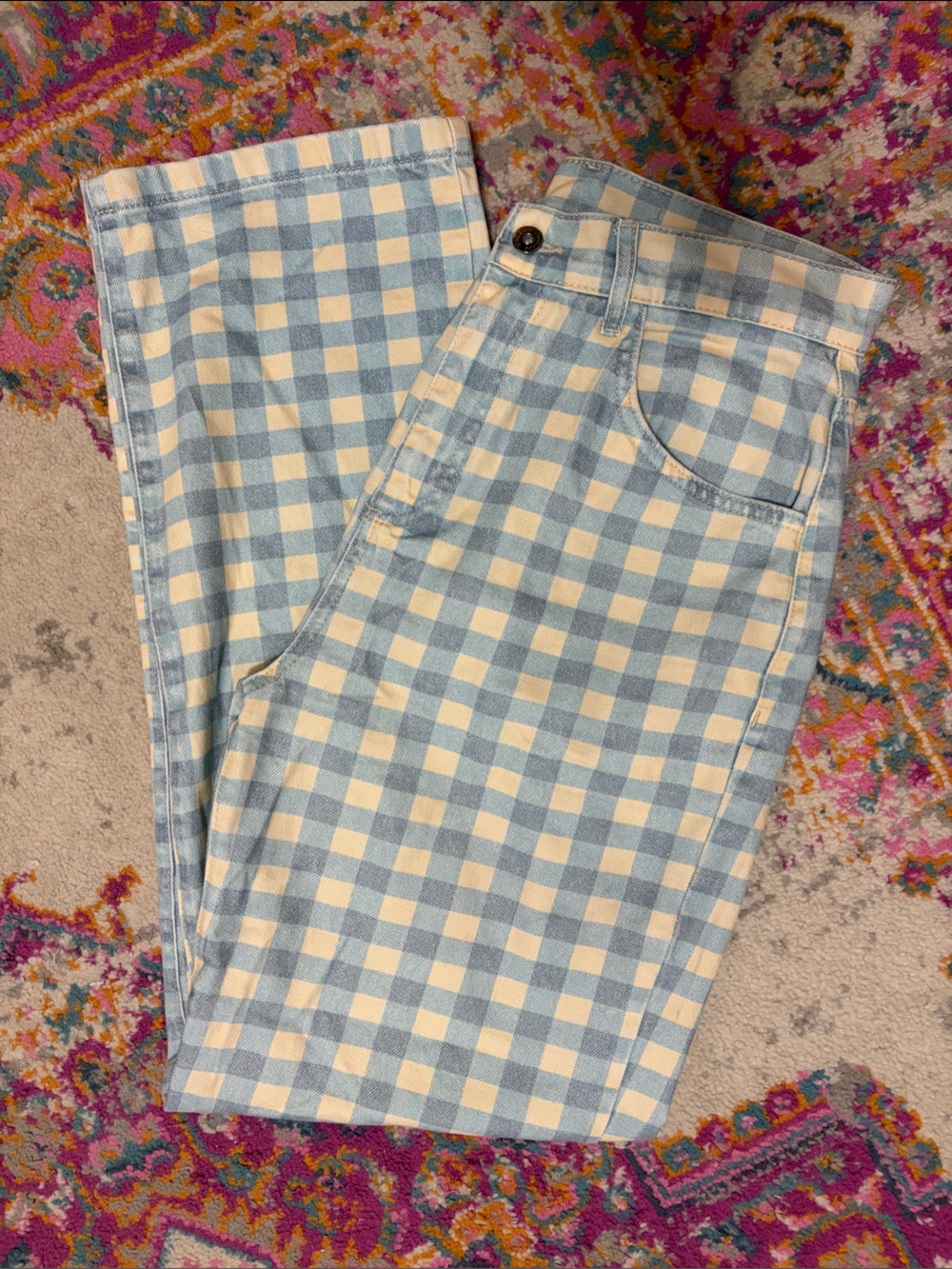 Kickers Blue and Cream Gingham Jeans